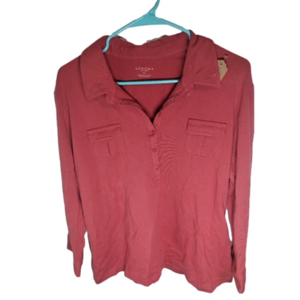 NWT Womens XL Red Long Sleeve Top with pockets